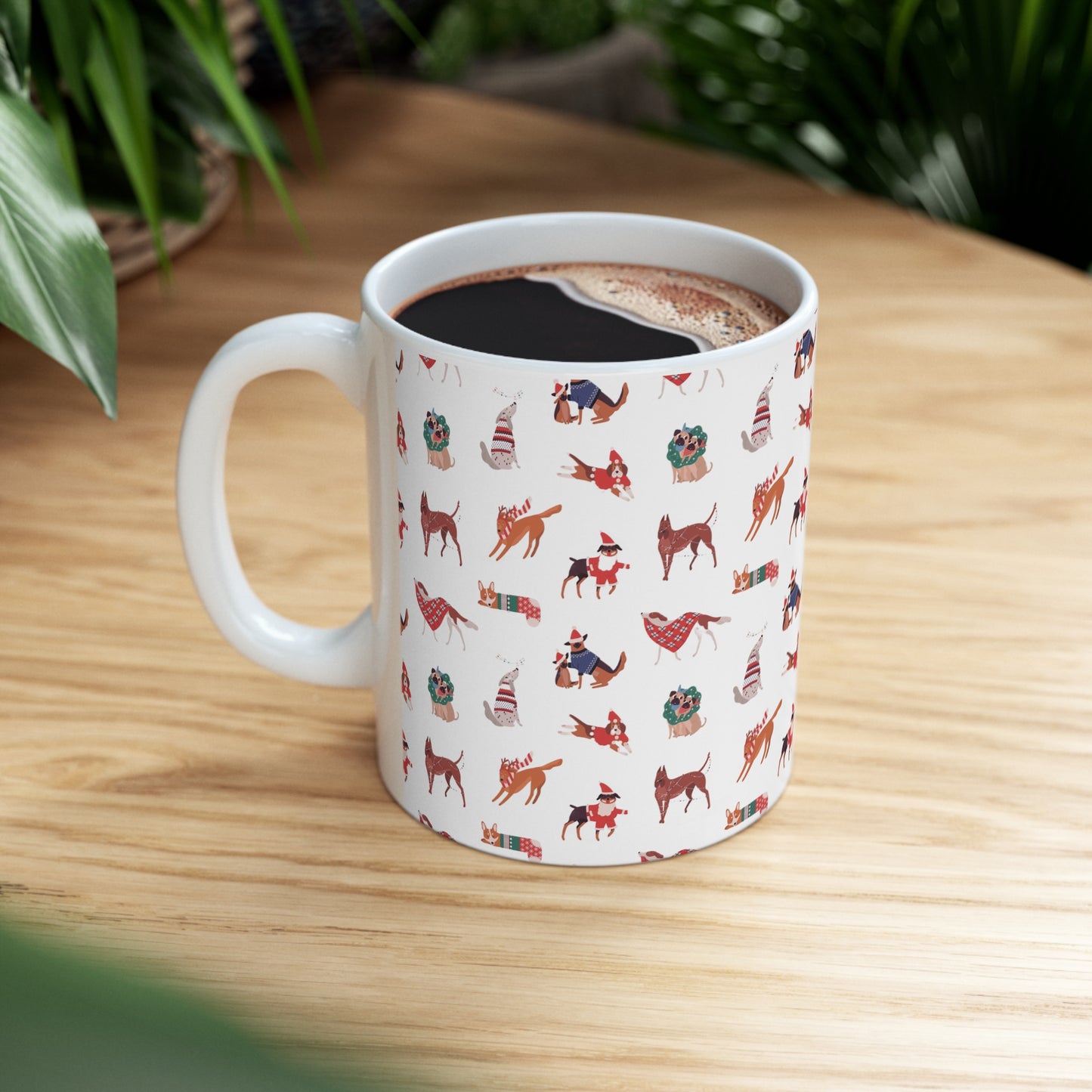 Christmas Dog Pattern Mug - Ceramic Mug 11oz