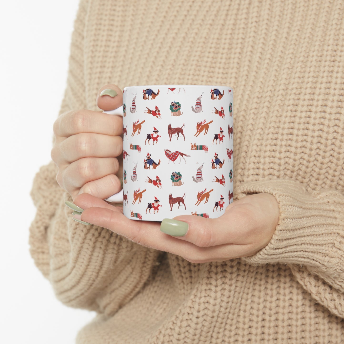 Christmas Dog Pattern Mug - Ceramic Mug 11oz