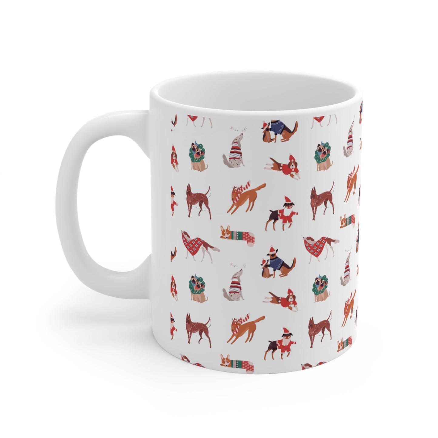 Christmas Dog Pattern Mug - Ceramic Mug 11oz