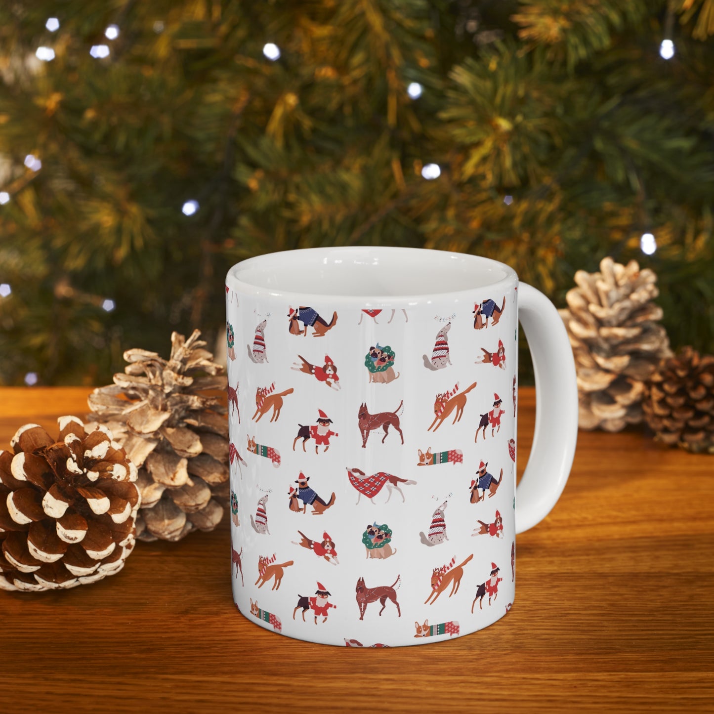 Christmas Dog Pattern Mug - Ceramic Mug 11oz