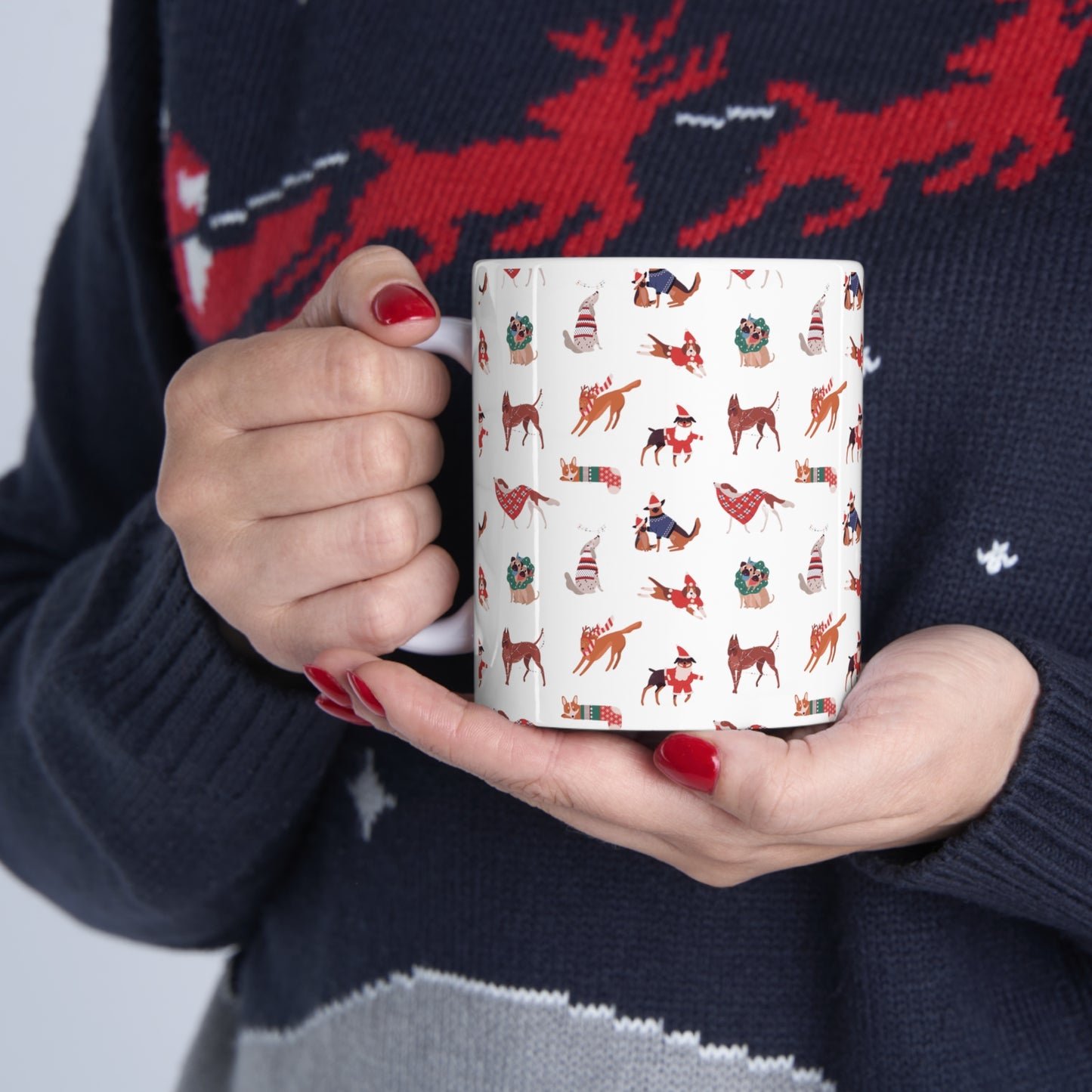 Christmas Dog Pattern Mug - Ceramic Mug 11oz