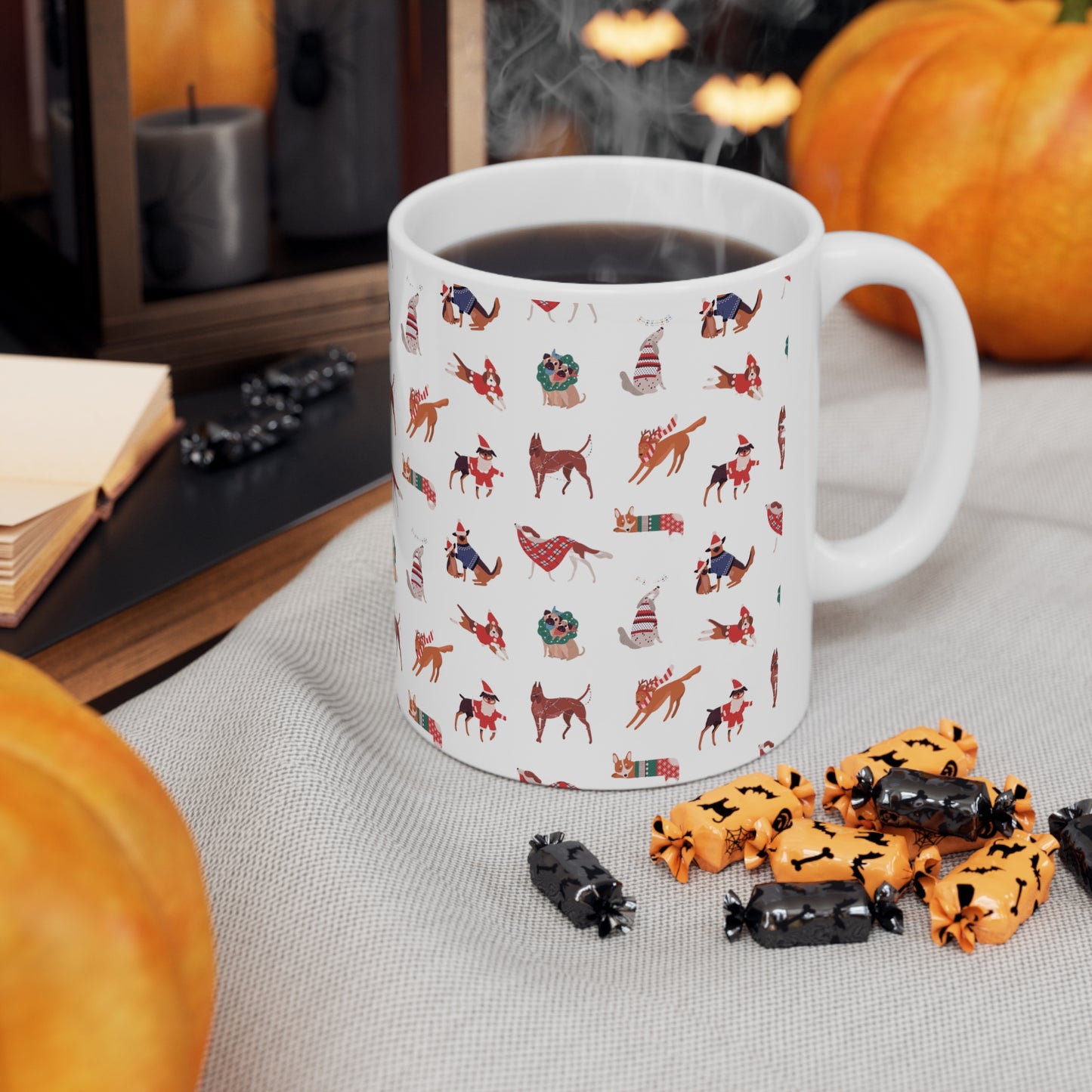 Christmas Dog Pattern Mug - Ceramic Mug 11oz