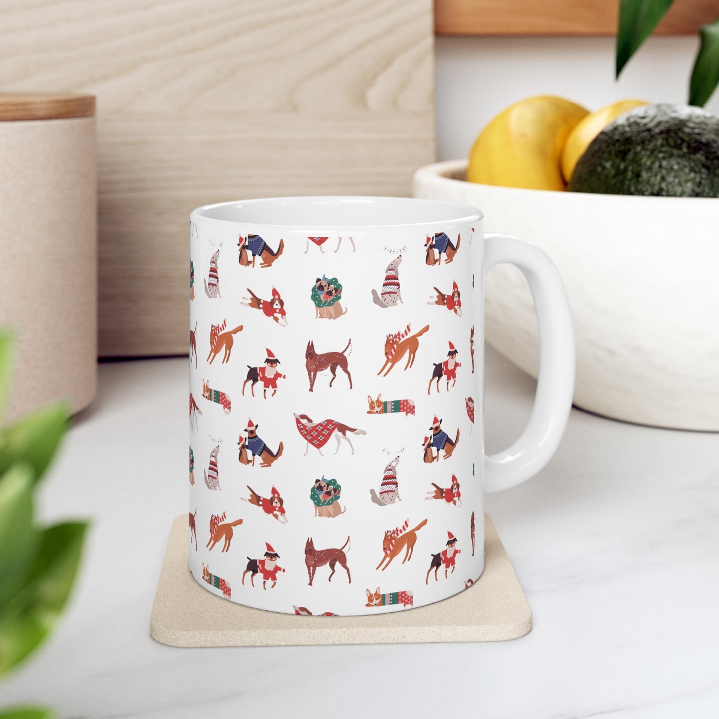 Christmas Dog Pattern Mug - Ceramic Mug 11oz