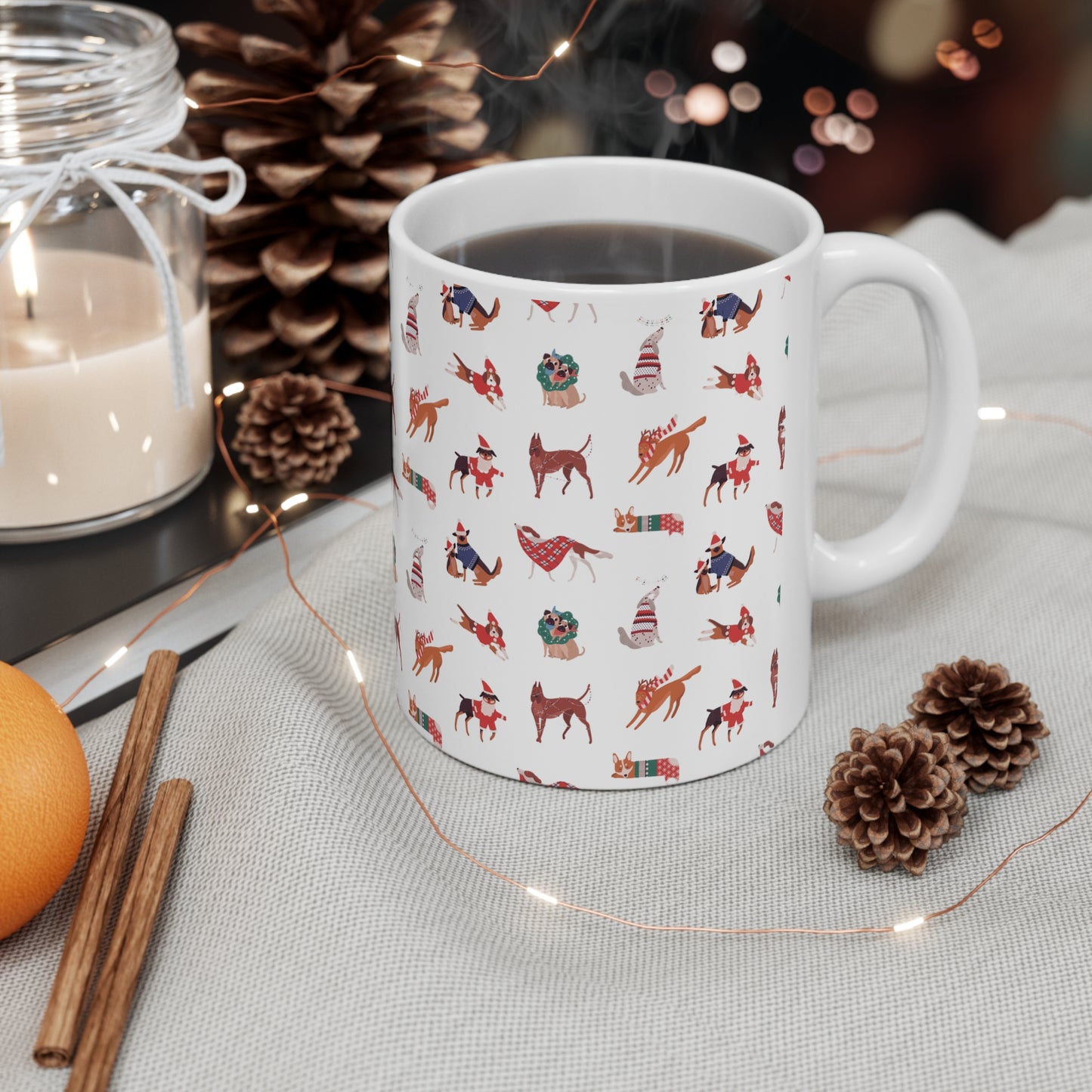 Christmas Dog Pattern Mug - Ceramic Mug 11oz