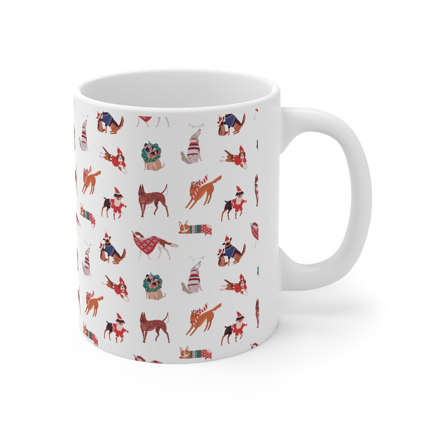 Christmas Dog Pattern Mug - Ceramic Mug 11oz