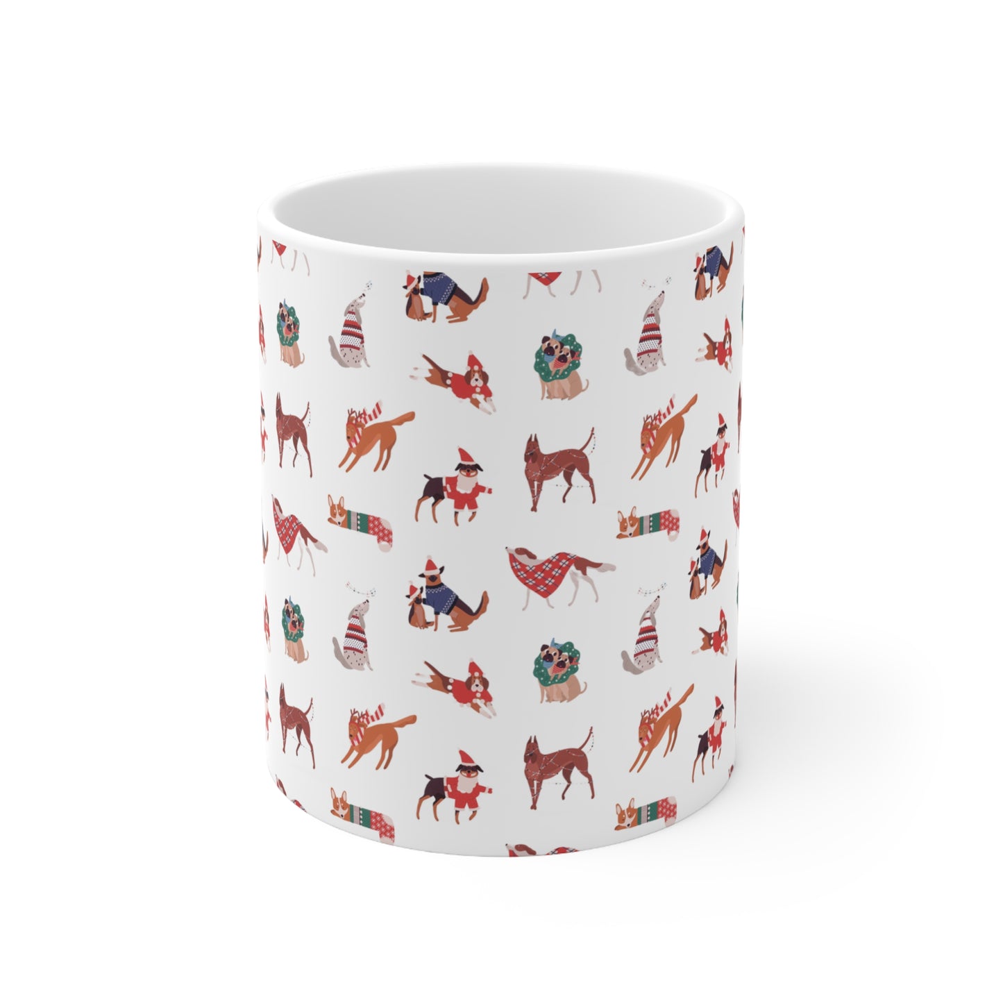 Christmas Dog Pattern Mug - Ceramic Mug 11oz