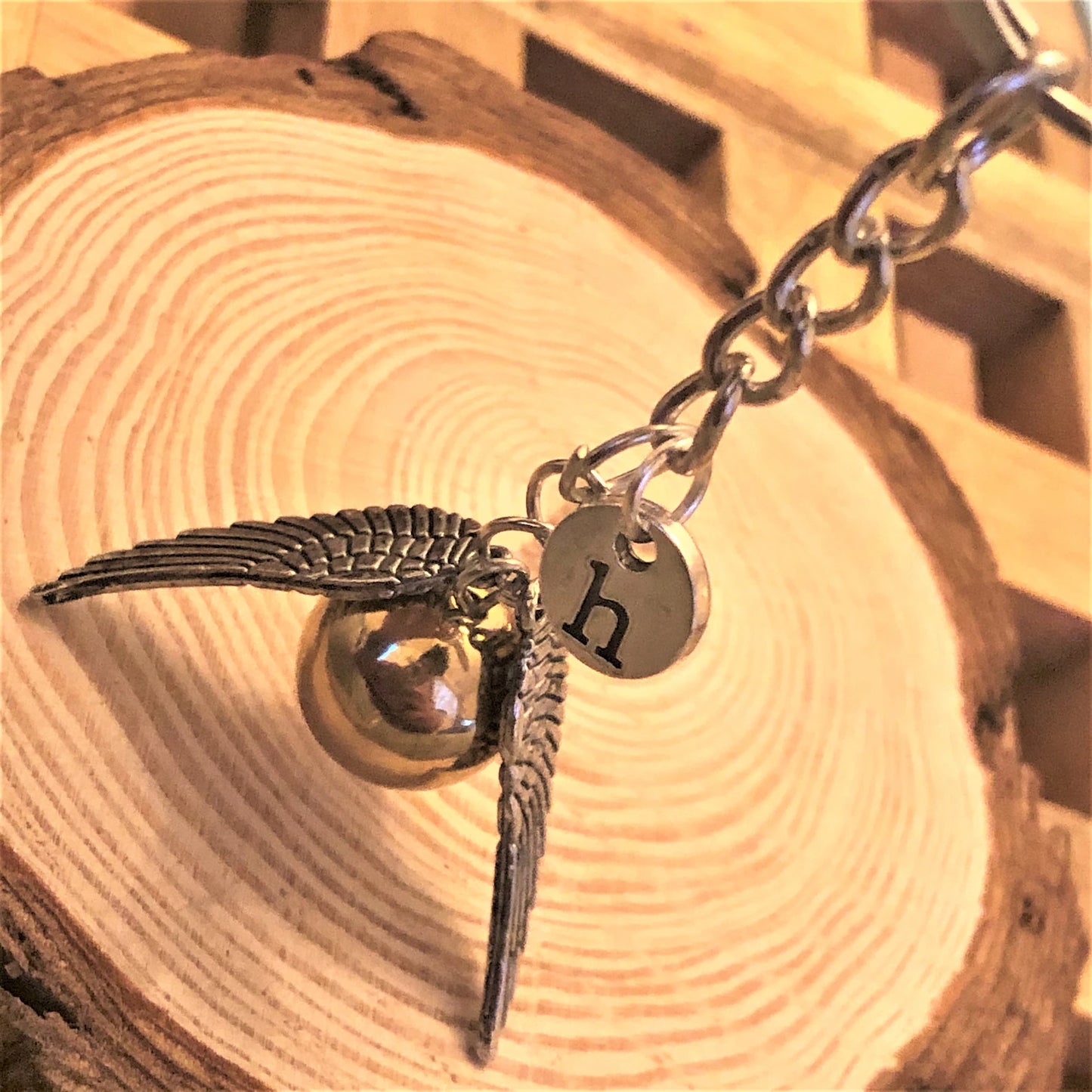 Wizard Inspired Golden Ball Winged Keyring