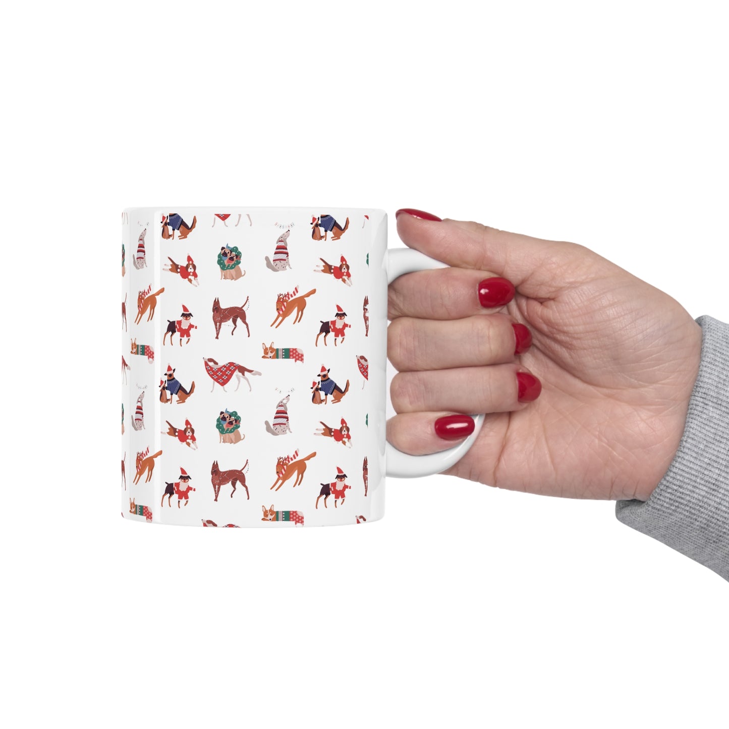 Christmas Dog Pattern Mug - Ceramic Mug 11oz