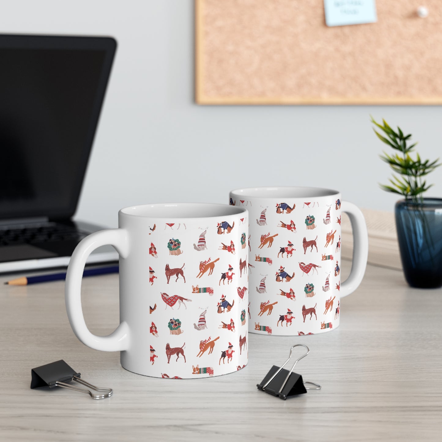 Christmas Dog Pattern Mug - Ceramic Mug 11oz