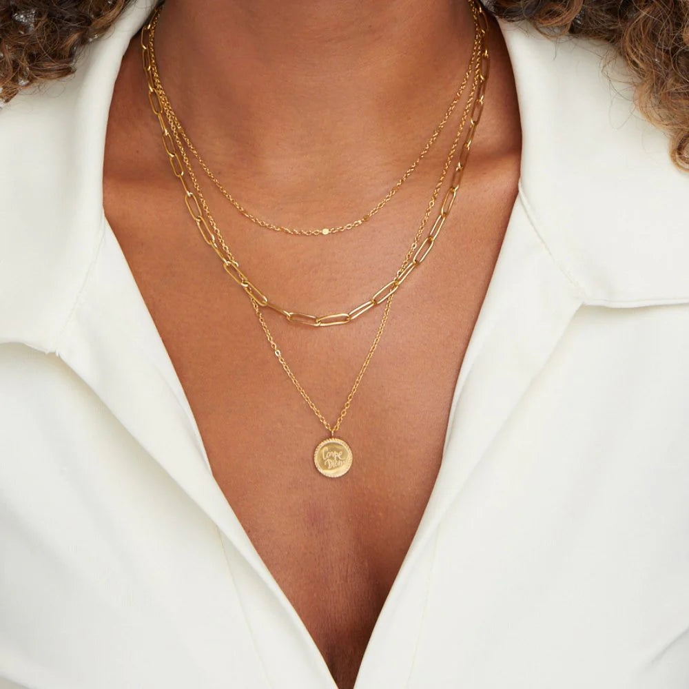 Carpe Diem Coin Layered Necklace
