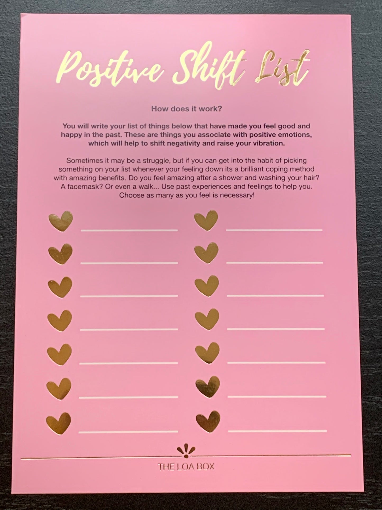 Positive Shift List - A5 Print