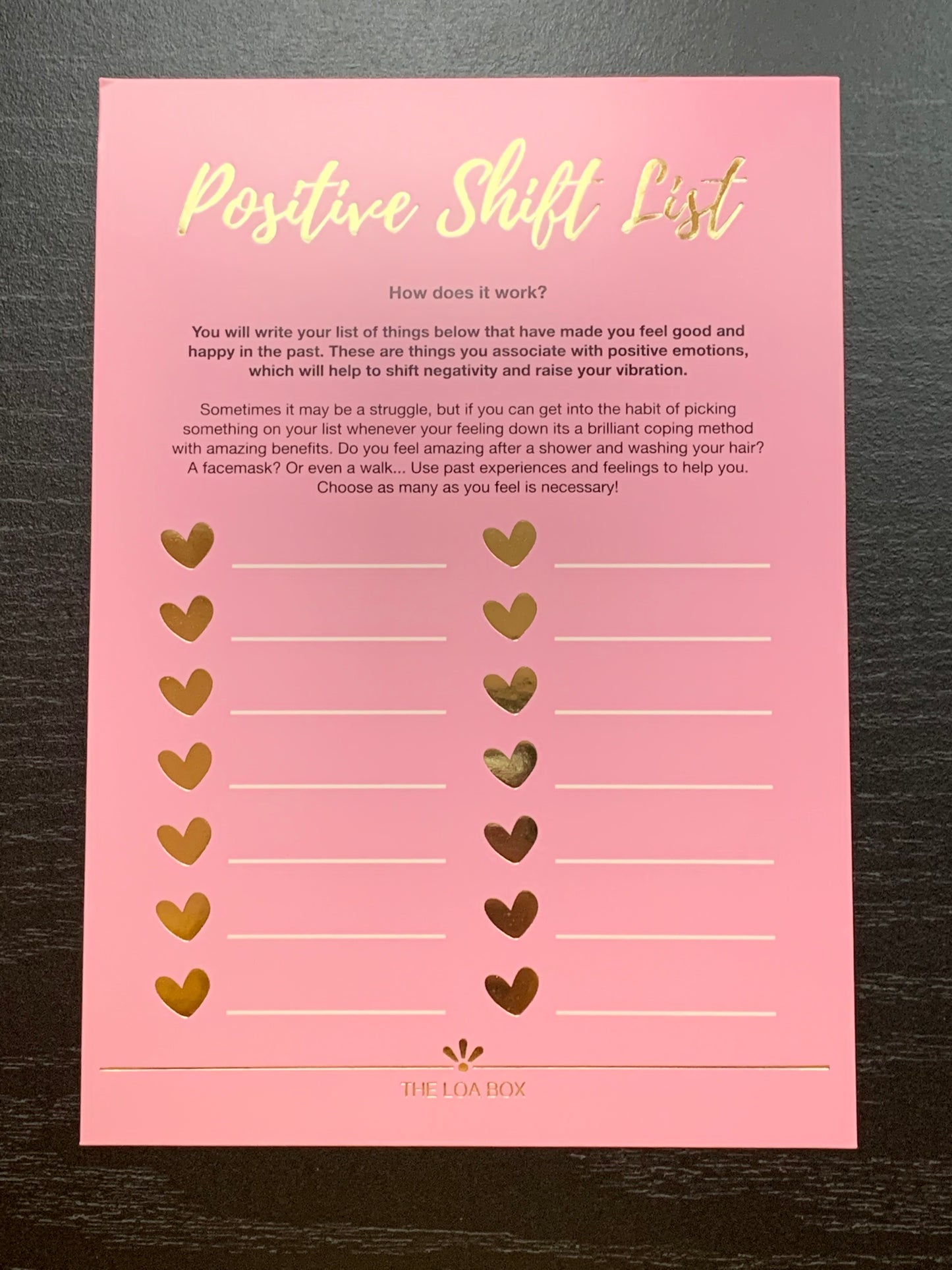 Positive Shift List - A5 Print