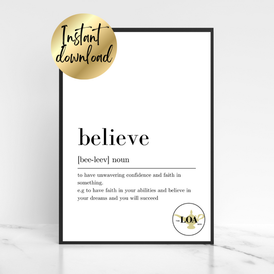 Believe Definition Print - Digital Download